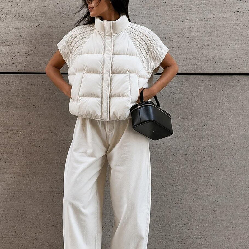 Padded Vest Gilet - Gilet Imbottito Corto da Donna, Senza
