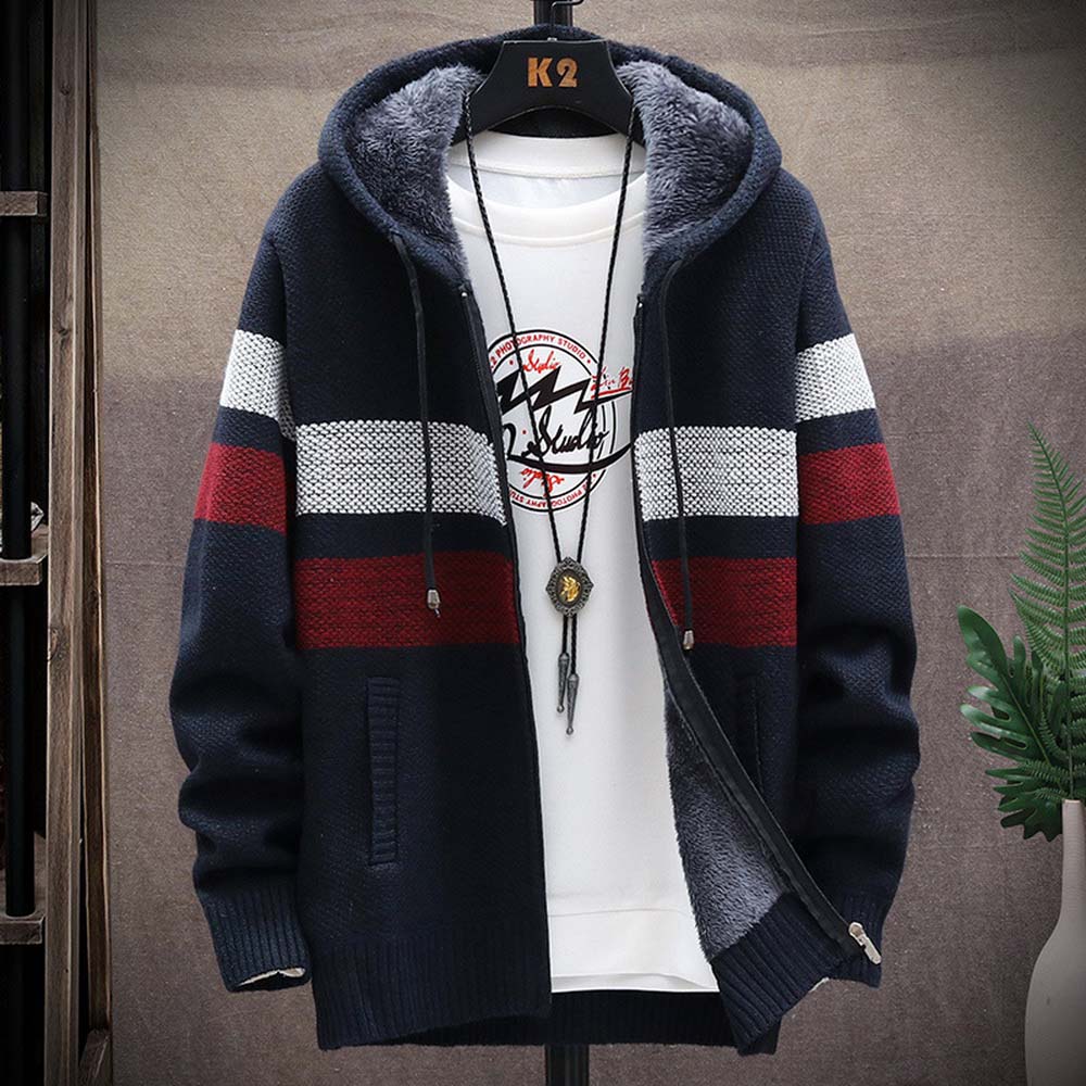 Cappotto maglione a righe da u - Fleece Hoodie Lined recensione e prezzo