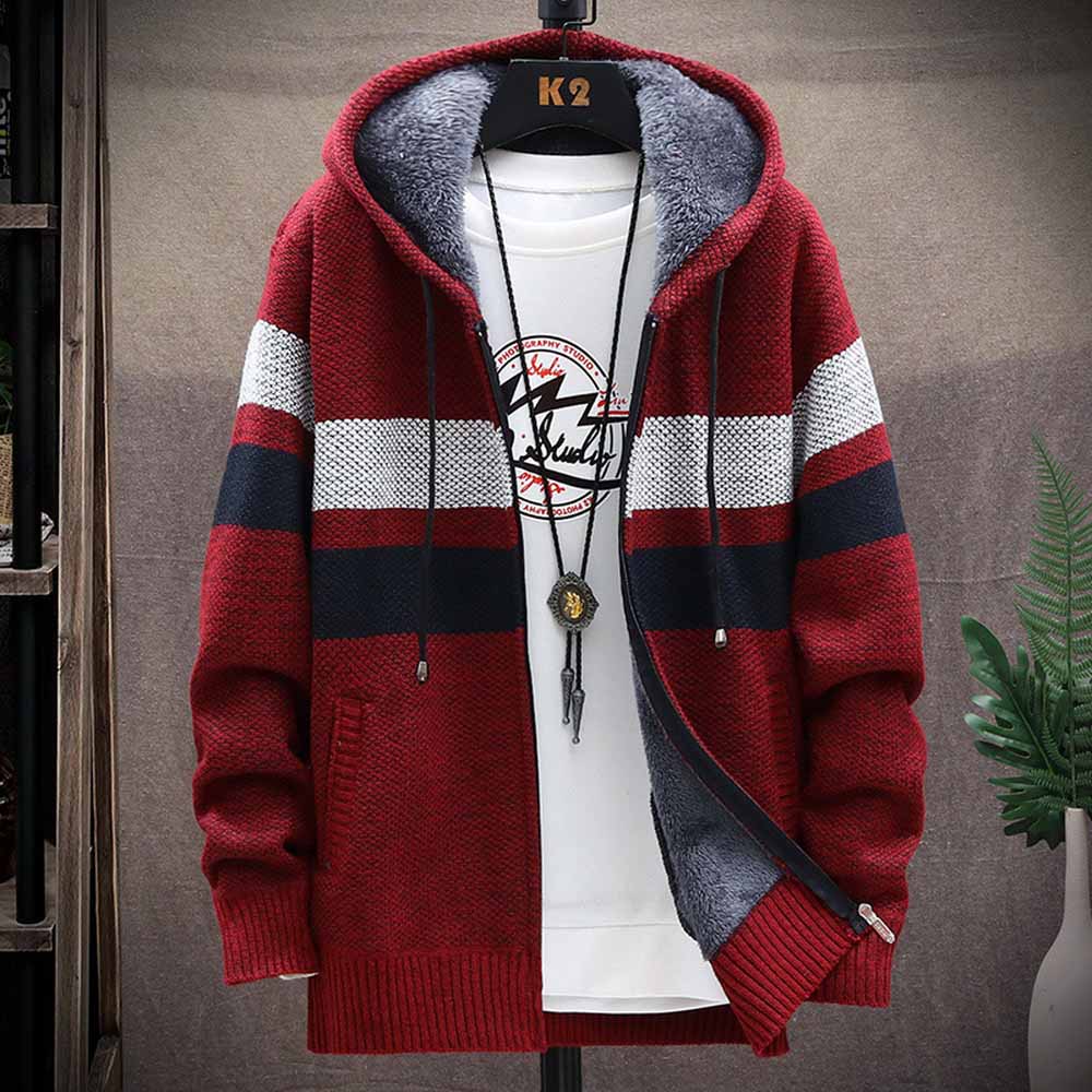 Cappotto maglione a righe da u - Fleece Hoodie Lined recensione e prezzo
